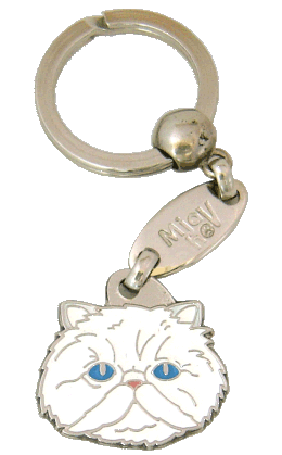Perzijska mačka bela <br> (obesek za ključe, Gravura vključena v ceno)
